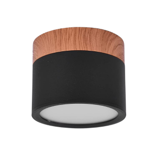 Aplique Sobrepuesto Decorativo 6W Madera/Negro Luz Cálida