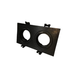 Base Embutida Rectangular Doble Para GU10 Negra