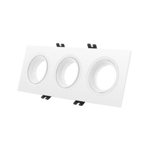 Base Embutida Rectangular Triple Para GU10 Blanca