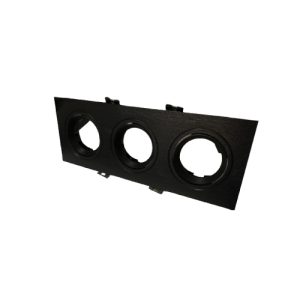 Base Embutida Rectangular Triple Para GU10 Negra