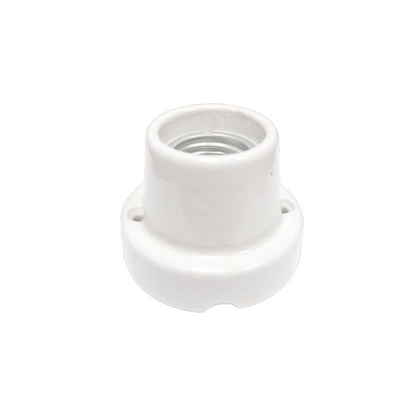 Portalámpara Tipo Base Recta De Loza, E27, Blanco