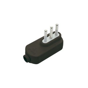 Enchufe Volante Macho Ahorra Espacio 10A, 2P+T, Negro